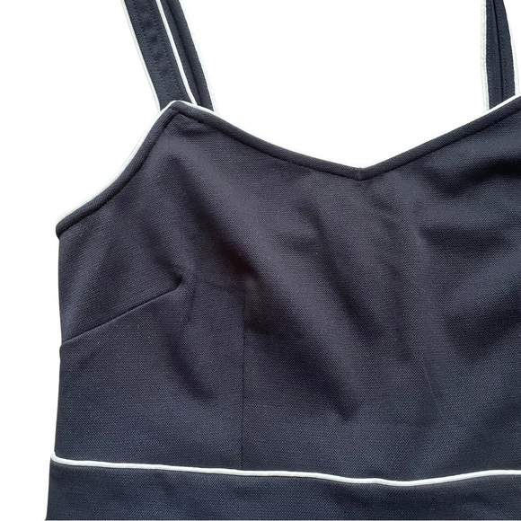 Ann Taylor Womens Top Size M Navy Blue White Blouse Shirt Sleeveless Casual - Picture 2 of 6